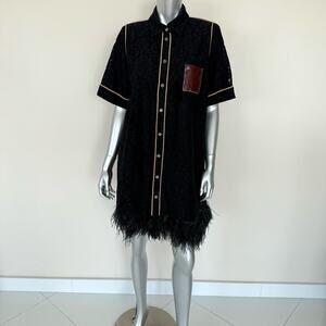 No. 21 Women laces details dress with feathers size 46IT or 10US Authentic 2500$
